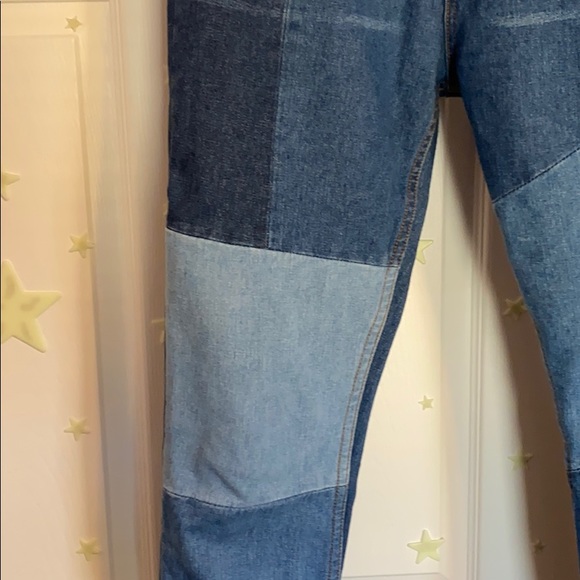 High rise Patchwork jeans with big zipper - Picture 3 of 5